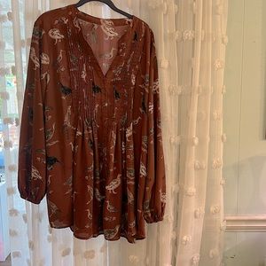Seven Jeans by Melissa McCarthy Brown Bird shirt ~ 2x
